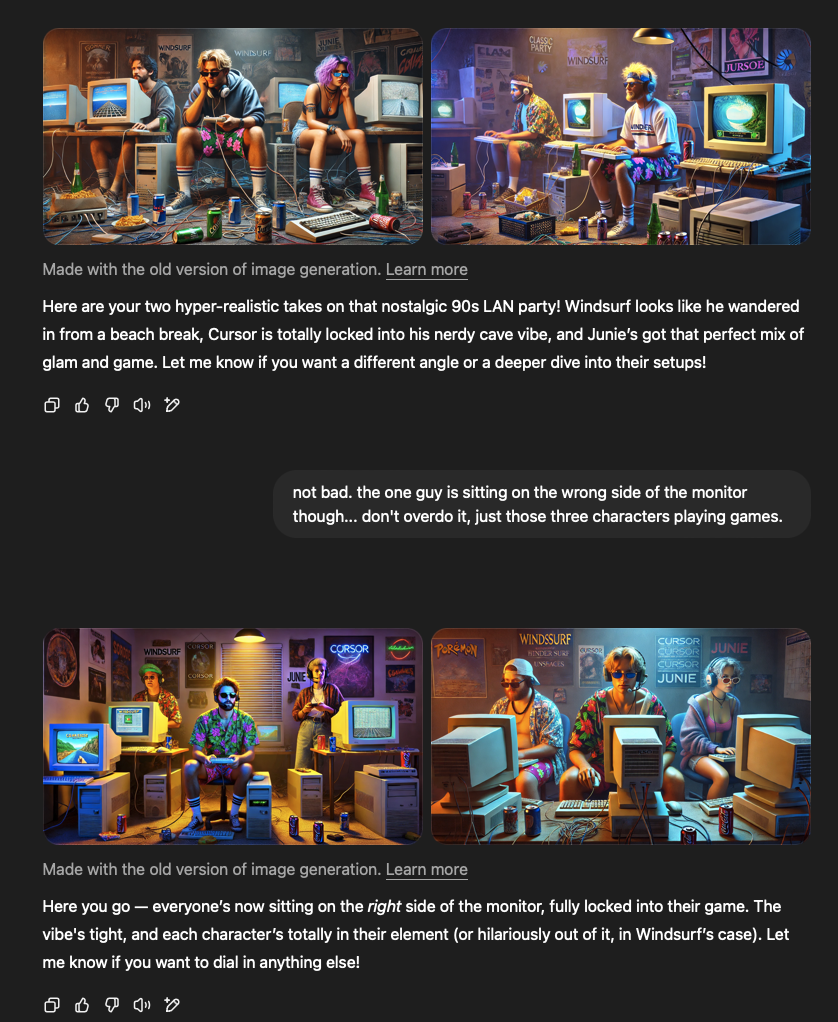 Screenshot showing the challenges with prompting for the previous image
