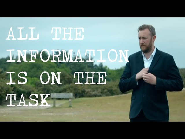 meme from taskmaster where alex says “all the information is on the task” whenever someone asks for clarification