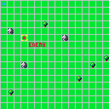 GIF showing a very basic grid system for a turn based game built in PICO-8