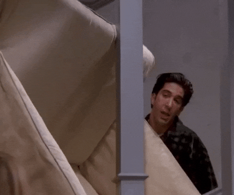 Moving Friends Tv GIF Ross Yelling Pivot